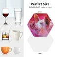 thumbnail image 6 of Yiaed Pink Pig Print Leather Coasters for Drinks - Cup Coasters Coffee Table Kitchen Table Bar, Home & Office Gifts Handmade Drink Coasters-Hexagon, 6 of 6