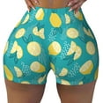 thumbnail image 2 of Logiee Lemon Blue Print Women's Biker Shorts,Workout Gym Shorts,Scrunch Shorts,Tummy Control Hidden Scrunch Running Yoga Shorts-XX-Large, 2 of 8