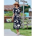 thumbnail image 5 of Zeagoo Sundress Dress Women's Casual Loose A Line Crewneck Split Maxi Cover Up Holiday Beach Tropical Bohemian 2025 Shift Sun Dress Outfits with Pockets, 5 of 8