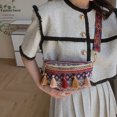 thumbnail image 3 of Bolsa Riñonera de estilo étnico con borlas de lona​​bandolera en el pecho (púrpura) Likrtyny Para Estrenar, 3 of 9