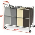 SimpleHouseware 4Bag Heavy Duty Laundry Sorter Rolling Cart, Silver