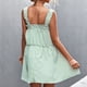 thumbnail image 4 of Vestido sin mangas a rayas de verano Ticfox con dobladillo suelto y volantes verde S, 4 of 6