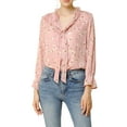 thumbnail image 6 of Allegra K Women's Bow Tie Ruffle Collar Button Down Long Sleeve Floral Blouse, 6 of 7