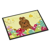 Carolines Treasures BB6086MAT 18 x 27 in. Easter Eggs Shih Tzu Silver Chocolate Indoor or Outdoor Mat