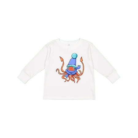 

Inktastic Cute Squid in Hat and Scarf Gift Toddler Boy or Toddler Girl Long Sleeve T-Shirt