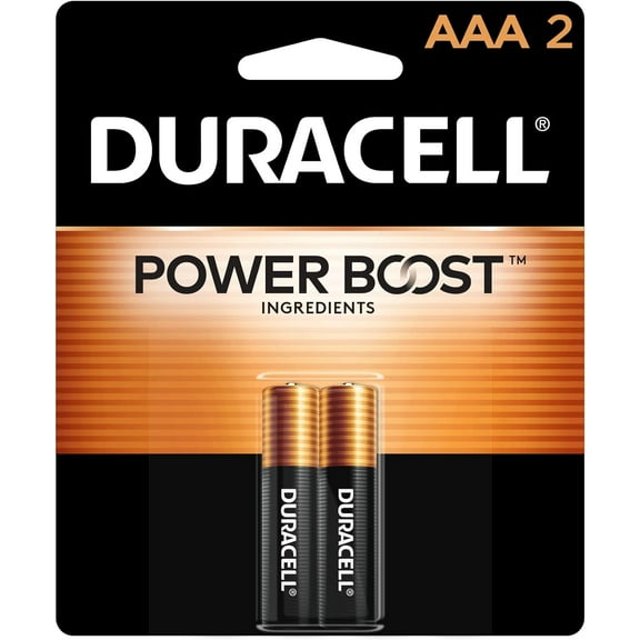 Duracell Coppertop AAA Batteries with Power Boost Ingredients, 2 Count Pack Triple A Battery with Long-lasting Power, Alkaline AAA Battery for Household and Office Devices