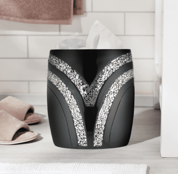 KriKac Black Modern Waste Basket and Tissue Box Set, 2 Count