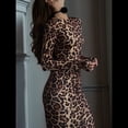 thumbnail image 4 of Vestido Ajustado de Larga para Mujer - Maxi Vestido Informal de Otoño para Fiesta, Club, y Ajustado Estampado de Leopardo L, 4 of 10