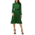 thumbnail image 2 of INSPIRE CHIC Women's Work Shirt Dress Long Sleeve Pleated Midi Dresses, 2 of 5