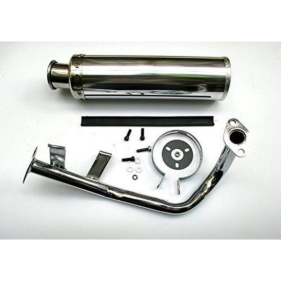NEW! High Performance Exhaust System Muffler for GY6 139QMB QMB139 1P39QMB 4 Stroke 50cc 150cc Scooters (50CC, Silver)