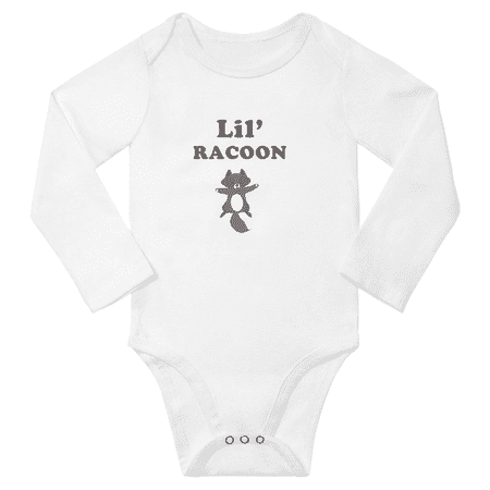 

Cute Baby Long Jumpsuit Lil Racoon Animal Funny Long Romper Long Bodysuit (White 3-6 Months)