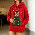 thumbnail image 2 of lcziwo Christmas Hoodie for Women Casual Fleece Pet Pouch Hooded Sweatshirts Drop Shoulder Side Pocket Pullover Tops, 2 of 8