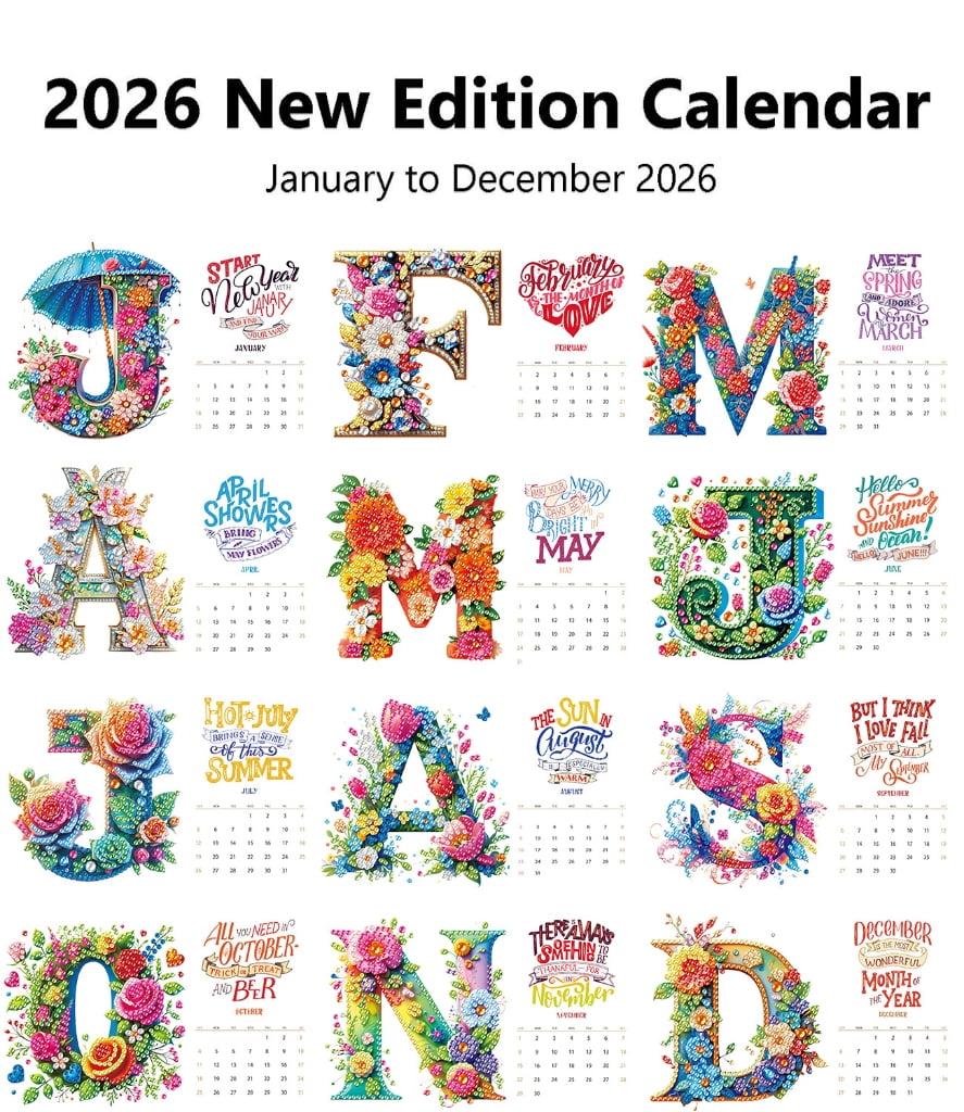 2026 Art Desk Calendar Set from 01/2026 to 12/2026 For Beginner Crafting Project