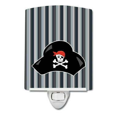 Caroline's Treasures BB8979CNL Pirate Hat Ceramic Night Light, 6x4x3", multicolor