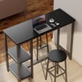 thumbnail image 3 of Noelse 3 Piece Bar Table Set for 2, Bar Table with Stools and 2 Storage Shelves, with Glass Rack, Small Kitchen Table for Dining Room, Living Room,Black, 3 of 17