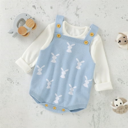 

NEGJ Baby Easter Girls Bodysuit Sweater Romper Knit Crochet Bunny Boys Boys Romper&Jumpsuit
