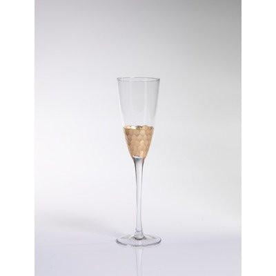 - Zodax Fez Cut Champagne Glass with Gold Leaf