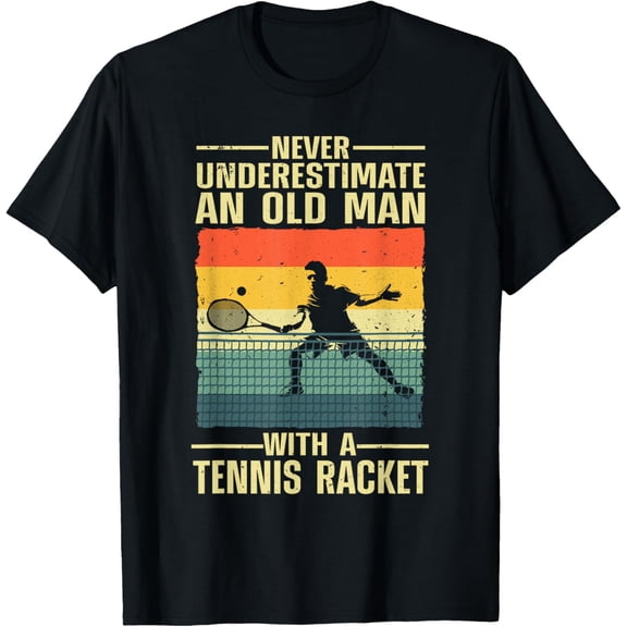Everyday Cotton Comfort - Cool Tennis Art For Grandpa Men Tennis Player Racket Sport T-Shirt