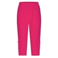thumbnail image 4 of Cropped Trousers for Women Ladies Capri Leggings Summer Pants Short Crop Stretch 3/4 Length Three Quarter Pedal Pusher Clothes Elasticated Bengaline Cut Off Hot Pink XL, 4 of 7