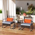 thumbnail image 2 of Outsunny Rocking Bistro Set, Wicker Patio Furniture with Cushions, Grey, 2 of 10
