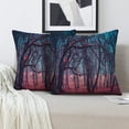 thumbnail image 2 of LALILO Throw Pillow Covers Mystical Forest Trees Fog Red Leaves Cushion Cover 18" x 18", 2 Pack, 2 of 6