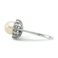thumbnail image 3 of 14K White Gold 7.5mm FW Cultured Pearl AA Diamond Ring Size 6, 3 of 7
