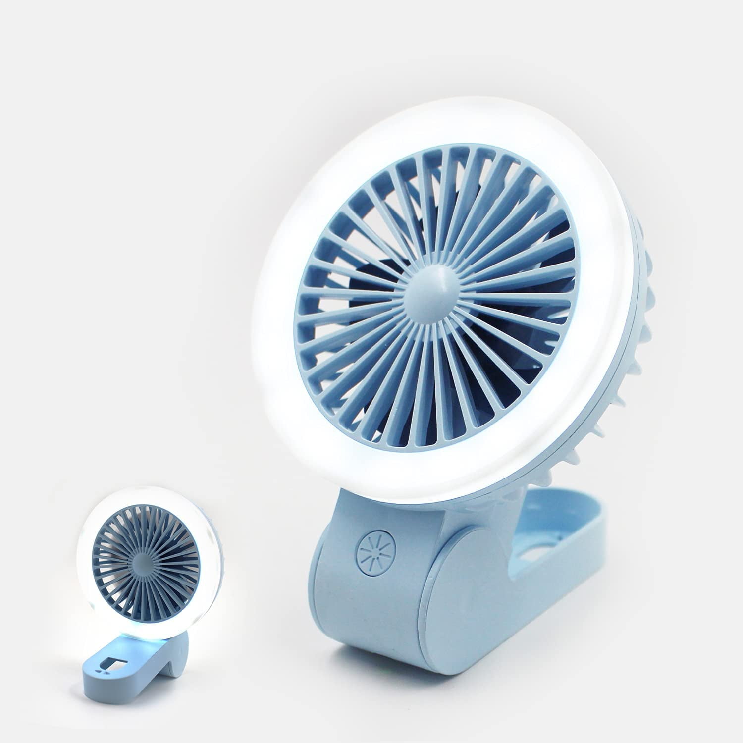 USB Desk MINI Fan With LED Light Collapsible Battery Rechargeable Portable Fans 