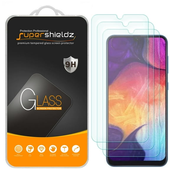 [3-Pack] Supershieldz for Samsung Galaxy A50 Tempered Glass Screen Protector, Anti-Scratch, Anti-Fingerprint, Bubble Free