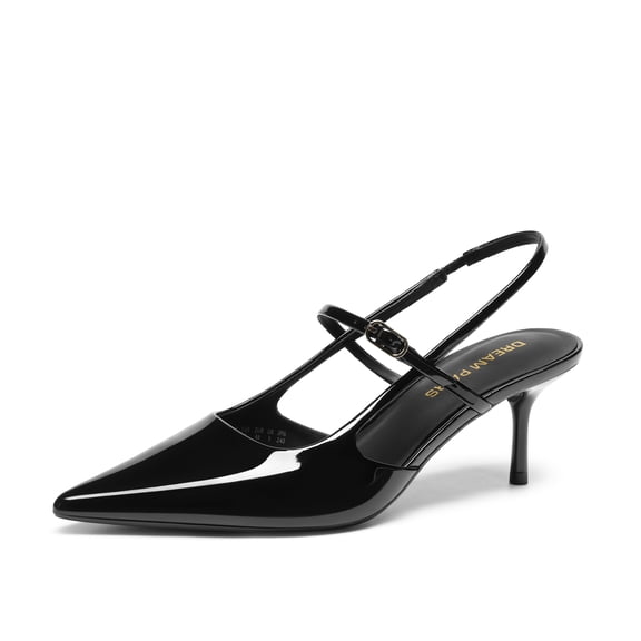 DREAM PAIRS Women's Mary Jane Slingback Kitten Heels 2.36" Kitten Heel, Closed Pointed Toe, Mary Jane Slingbacks, 4mm High-resilience Insole