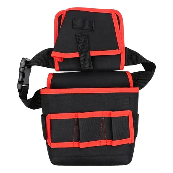 OADUKQ Electrician Tool Bag, Rotating Multi-Pocket Canvas Waist Tool, Electricians and Carpenters Working, Red, 8.27 X 7.87 in