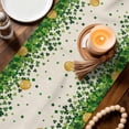 thumbnail image 3 of St. Patrick's Day Table Runner - 120 Inch Long Green Lucky Shamrocks Harp Beer Retro Rustic Cotton and Linen Blended Dress Scarves Farmhouse Table Runner for Kitchen Dining, Coffee Table, 13" x 120", 3 of 8