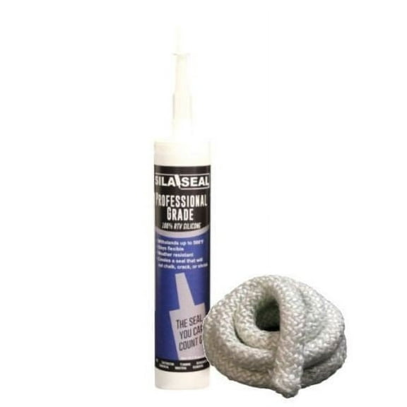 AHS CBKit Black, Braided fiberglass fire Rope and Professional Grade 100% RTV Silicone Outdoor Wood Furnace Door Seal Kit, 2.6 lb