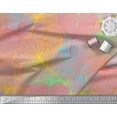 thumbnail image 3 of Soimoi Pink Rayon Fabric Artistic Leaves Print Sewing Fabric Yard 56 Inch Wide, 3 of 3