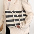 thumbnail image 1 of Bolso de axila para mujer, cerrojo de embrague femenino tejido a rayas a la moda para dama (negro), 1 of 8