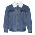 thumbnail image 3 of Men's Denim Sherpa Jacket Classic Button Up Fleece Lined Trucker Dark Blue L, 3 of 4