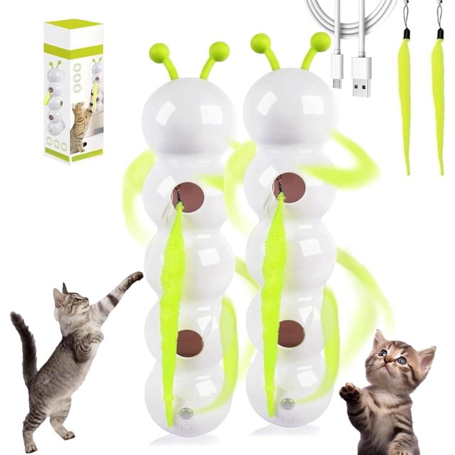 Whack a Worm Cat Toy for Indoor Interactive,Rechargeable Whack a Worm Post Cat Toy,Smart Sensor Caterpillar CatToy,Whirlie Smart Motion CatToy with Worm Design,for Hunting,Jumping,InteractivePlay