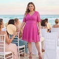thumbnail image 3 of Agnes Orinda Women's Plus Size Formal Dress Cocktail Party Wedding V Neck Lace Swing Midi Dresses 2X Hot Pink, 3 of 8