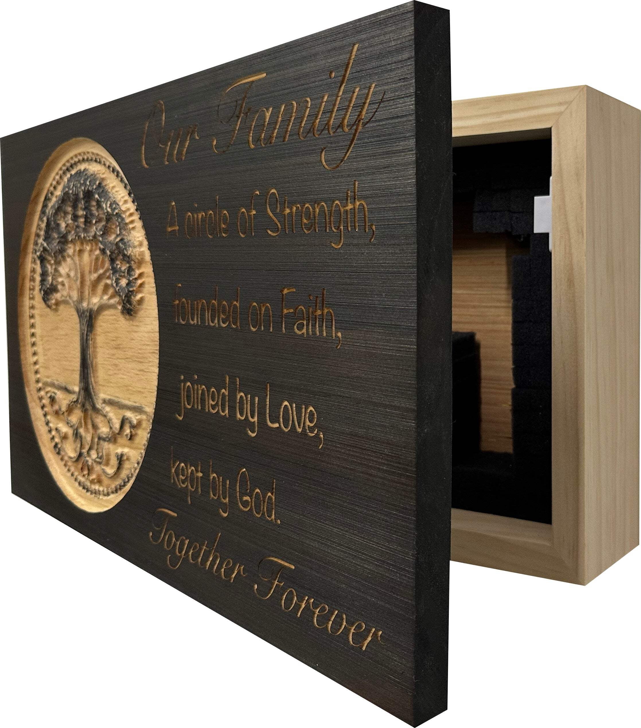 Bellewood Designs Our Family Tree Roots Wall Decoration Gun Safe - Securely Store Your Gun Safely in Plain Sight