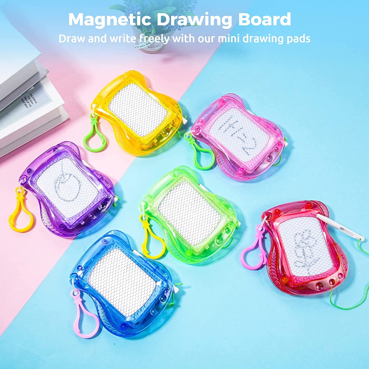 Mini Drawing Board, 12 Pcs Small Magnetic Doodle Board for Kids, Portable  Backpack Keychain Doddle Board with Pen, Kid Sketch,Random Color 
