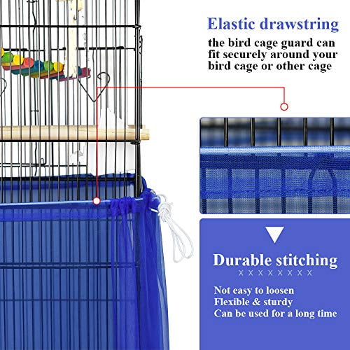 cyclamen9 Bird Seed Guards Cage Seed Guard Catchers Bird Cage Tidy Bird Cage Mesh Net Cover Skirt,Soft Nylon Skirt with adjustable Drawstring 