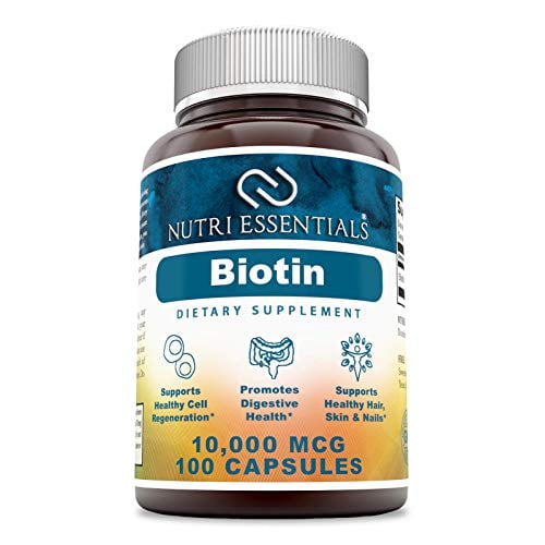 Nutri Essentials Biotin Dietary Supplement 10,000 mcg 100 Capsules