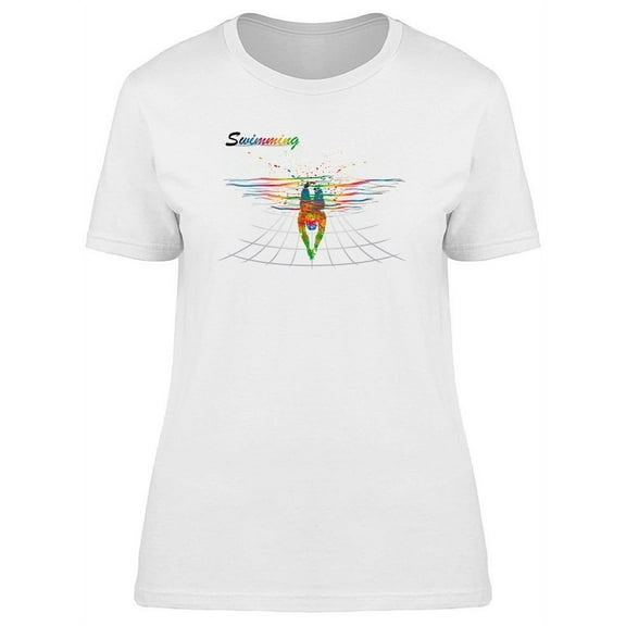 Swimming Colorful Top View   T-Shirt Women -Image by Shutterstock, Female Large
