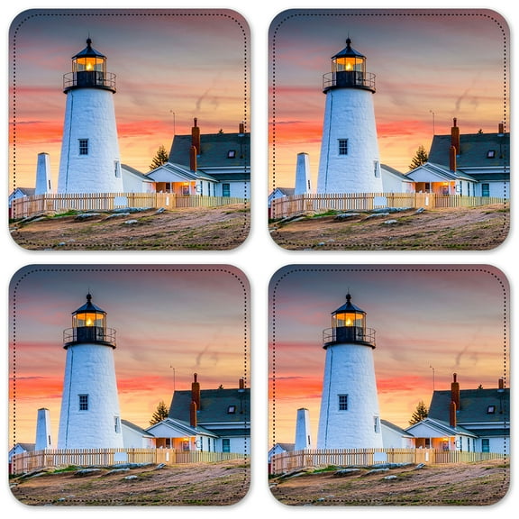 Vinyl Drink Coasters - Set of 4 - Lighthouse at Sunset