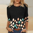 thumbnail image 2 of CYMMPU Floral Pattern 3/4 Sleeve T-Shirts Spring Tops Crew Neck Loose Fit Blouses for Women Dressy Casual Fall Trendy Shirts Lightweight Basic Tees Multicolor XXXXL, 2 of 5