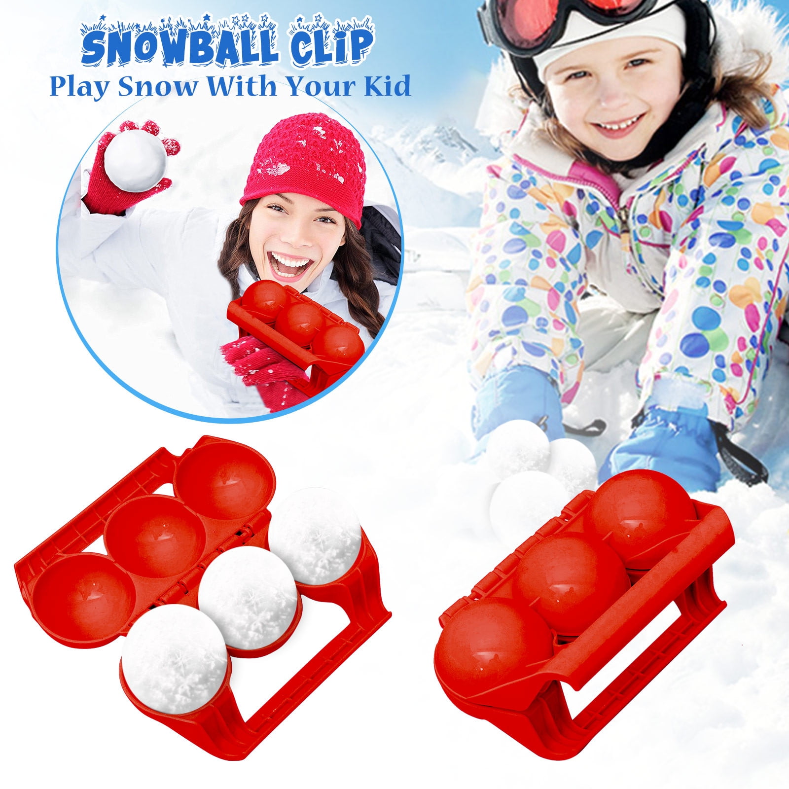 Children Outdoor Snowball Maker Clip Tool Toy Shaped Winter Snow Sand Mold Tool 