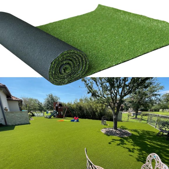 Petgrow Realistic Synthetic Artificial Grass Turf 0.8inch,Thick Faux Fake Grass Indoor Outdoor Landscape Lawn Pet Dog Turf Carpet for Garden Backyard Balcony