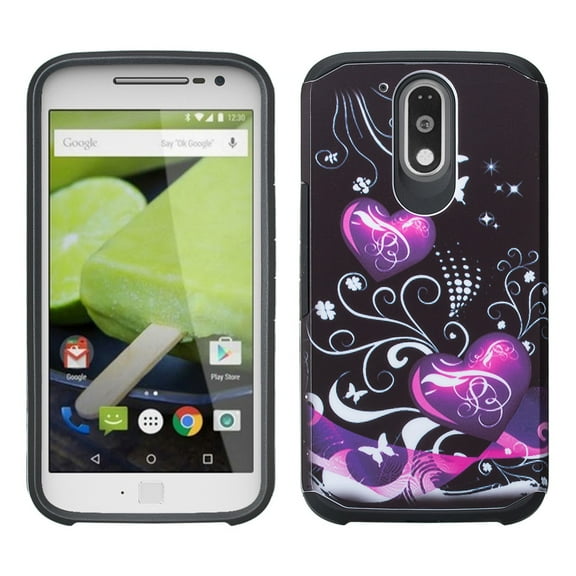 Moto G4 / Moto G4 Plus Case, SOGA [Astro Guard Series] Hybrid Armor Cover Protector Case for Motorola Moto G4 / Moto G4 Plus - Black Heart