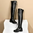 thumbnail image 4 of WEAIXIMIUNG Bottines pour Femmes Plates Bottes à Talons Hauts pour Femmes Automne et Hiver Mode Couleur Unie Rétro Confortables Bout Rond à Lacets Talon Carré, 4 of 8