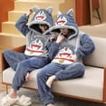 thumbnail image 2 of Conjunto de pijamas para parejas, pijamas para mujeres y hombres, pijamas para adultos, pijamas gruesos de invierno con capucha, ropa de dormir con dibujos animados de Doraemon, ropa de hogar holgad, 2 of 4