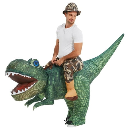GOOSH 63 inch Adult Dinosaur Costumes, Blow Up Dinosaur Costume Adult Inflatable Dinosaur Costume, Funny Halloween Costumes Men Women Unisex Dinosaur Adult Costume for Halloween/Party/Cosplay